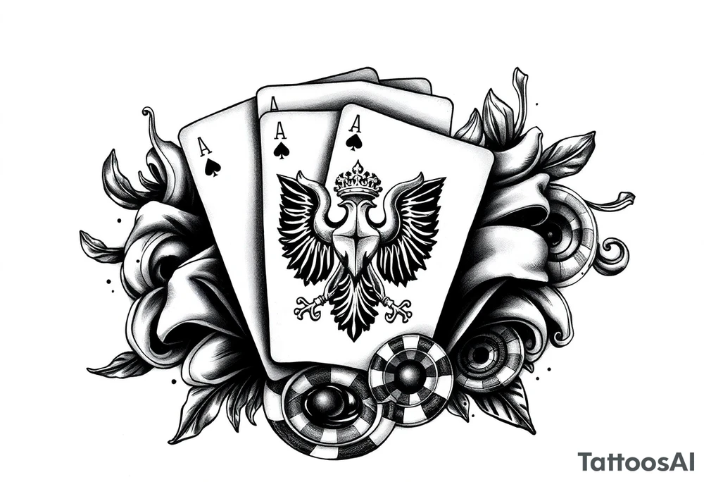 Poland symbol and poker cards Add casino money to it. tattoo idea
