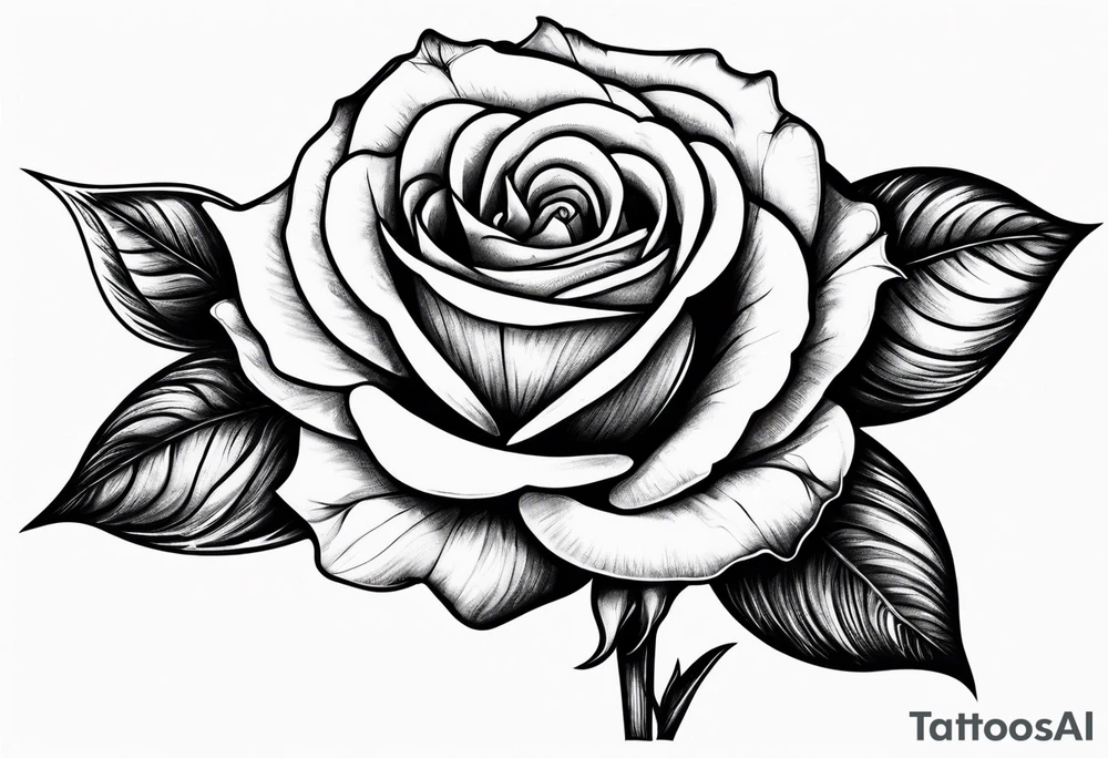 a red rose with stem and thorns tattoo idea