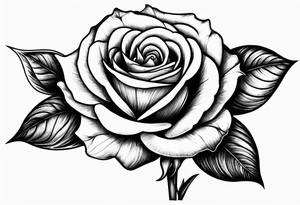 a red rose with stem and thorns tattoo idea