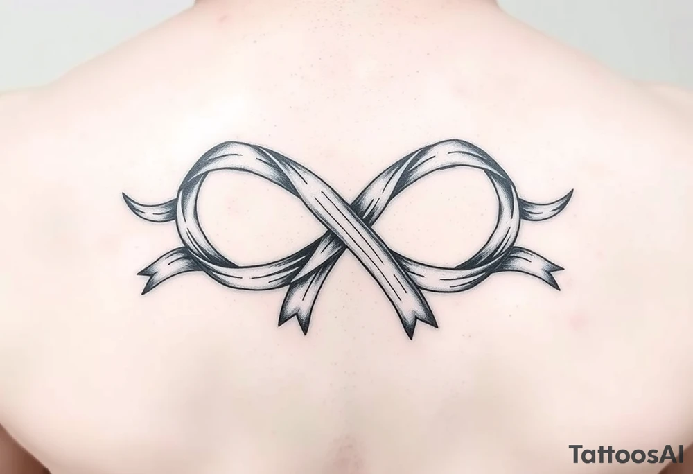 an infinity symbol with 5 colors of ribbons 3 march, 1 october, and 1 july tattoo idea