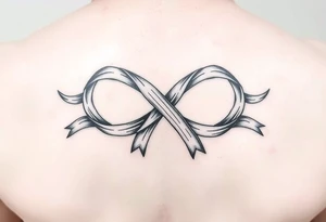 an infinity symbol with 5 colors of ribbons 3 march, 1 october, and 1 july tattoo idea