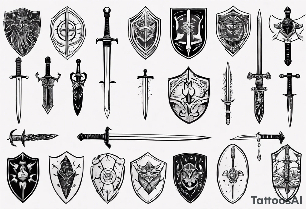 Sword and shield tattoo idea