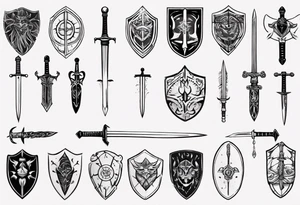 Sword and shield tattoo idea