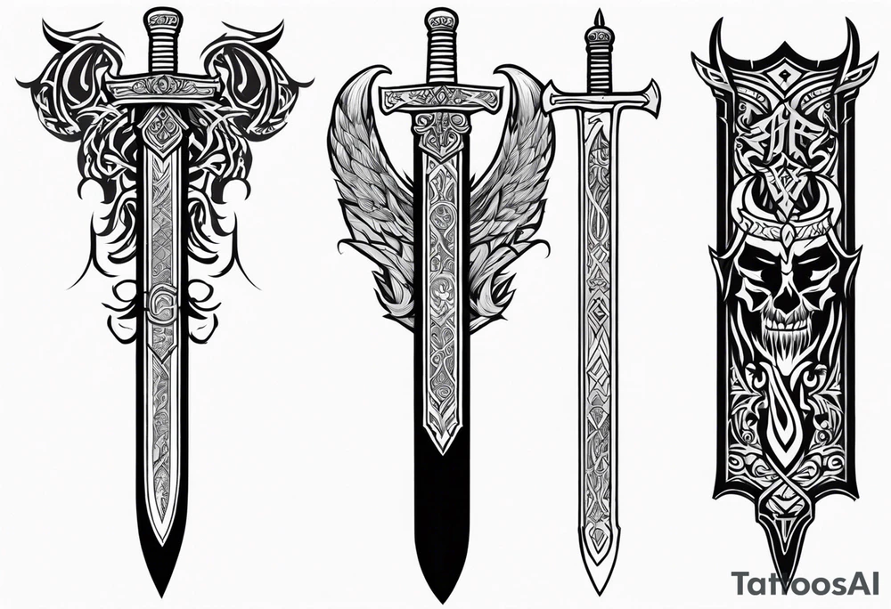 Valhalla sword viking warrior funeral tattoo idea