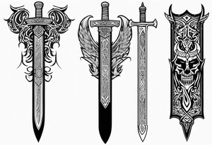 Valhalla sword viking warrior funeral tattoo idea