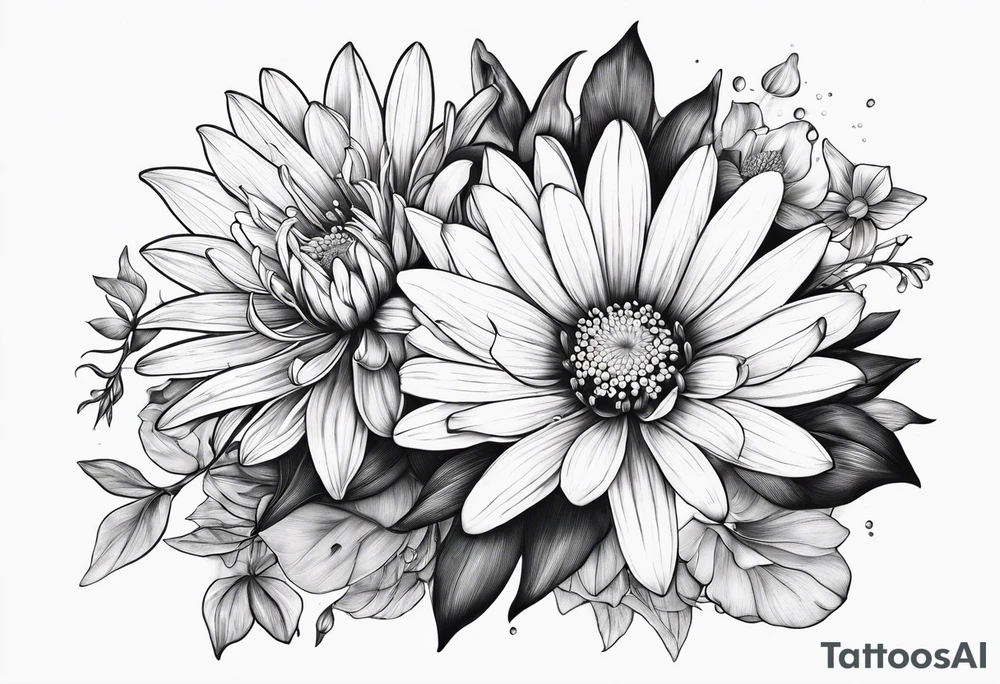 Water Lillie and Daisy minimal tattoo idea