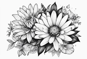 Water Lillie and Daisy minimal tattoo idea