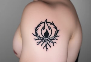 a round flame imprisoned in a roots circle tattoo idea