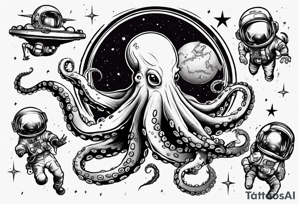 Octopus attacking an astronaut tattoo idea