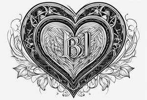 A black heart design, with the letter beta embedded in the center. tattoo idea