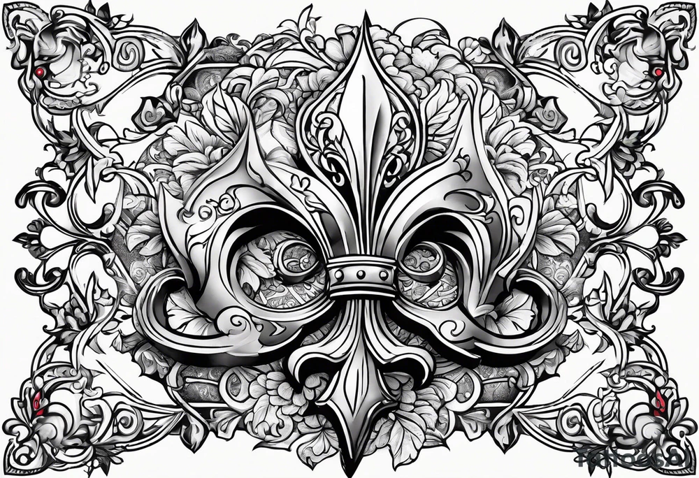 Fleur de lis with designs around tattoo idea