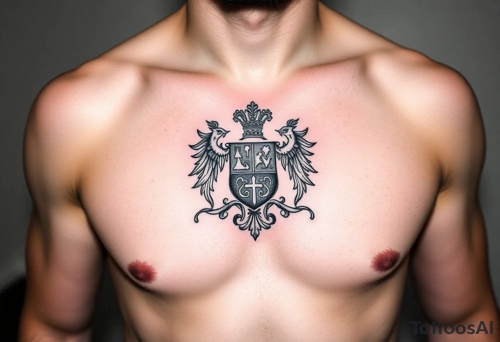 magnificent irish family crest for a full chest tattoo on a man tattoo idea