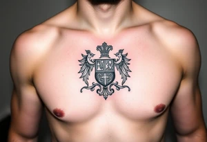 magnificent irish family crest for a full chest tattoo on a man tattoo idea