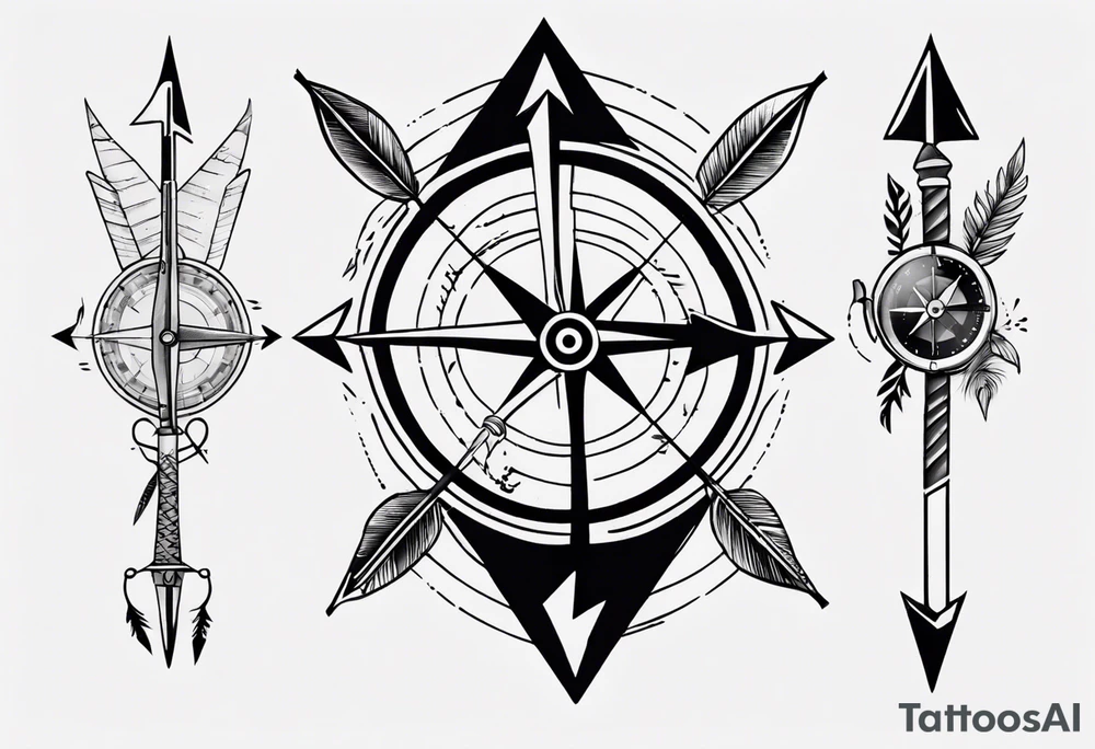 hunting arrow with compass rib tattoo tattoo idea
