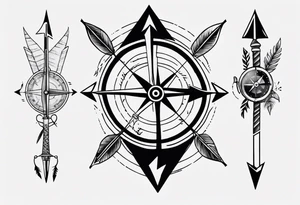 hunting arrow with compass rib tattoo tattoo idea