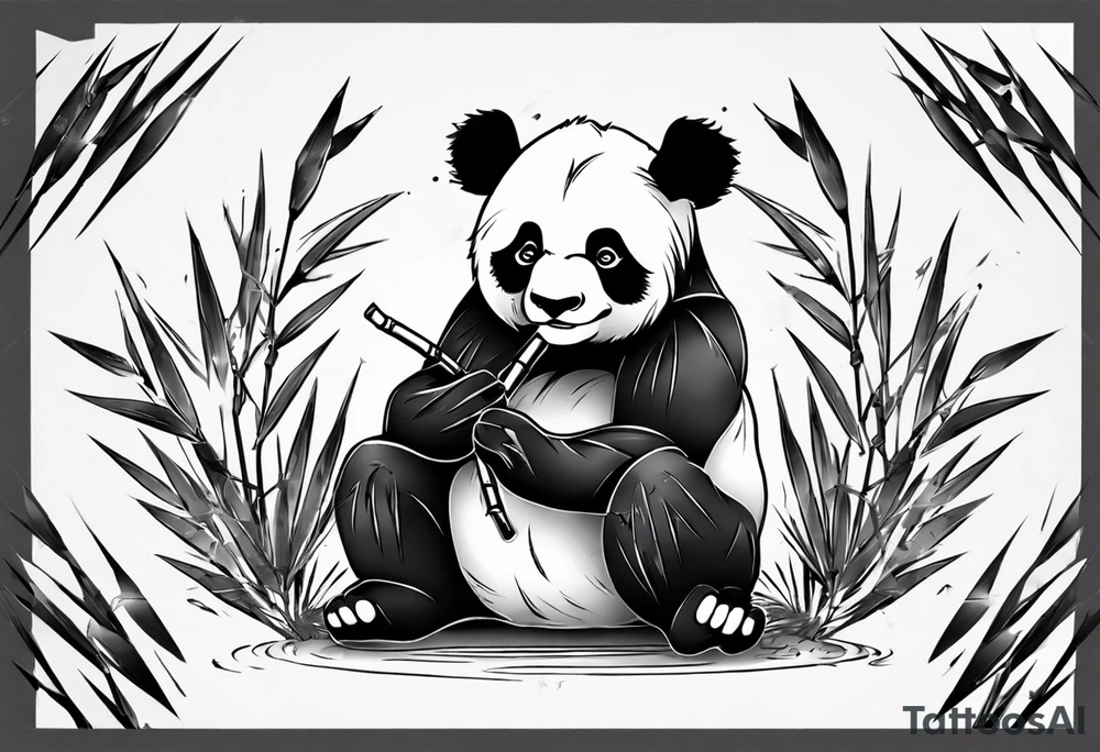 Panda with bamboo tattoo idea