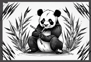 Panda with bamboo tattoo idea