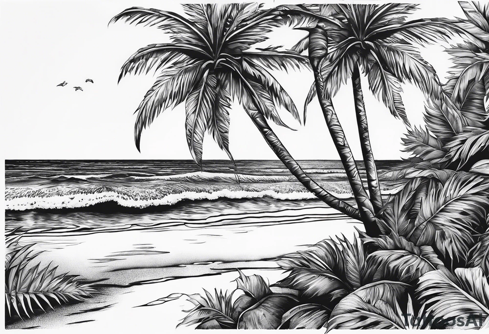 palm tree but remove leaves tattoo idea