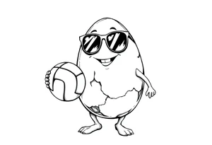 walking egg with cracked sheel in sunglasses,
, holding a volleyball tattoo idea