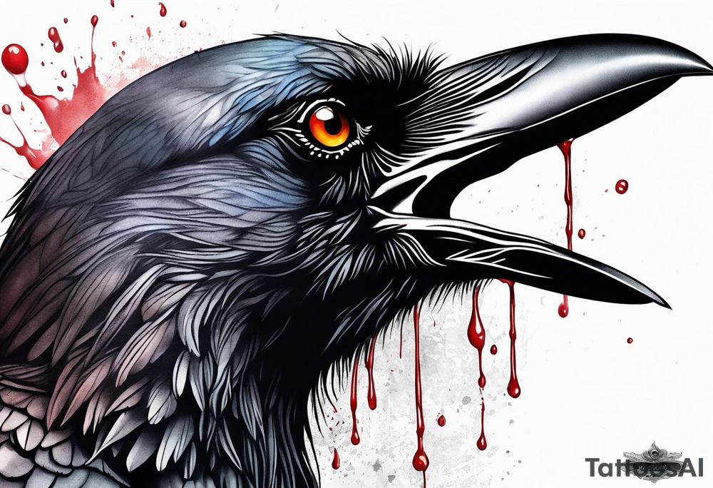 crow bleeding from eyes tattoo idea