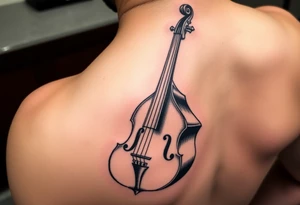 Upright double bass Full height on wrist tattoo idea