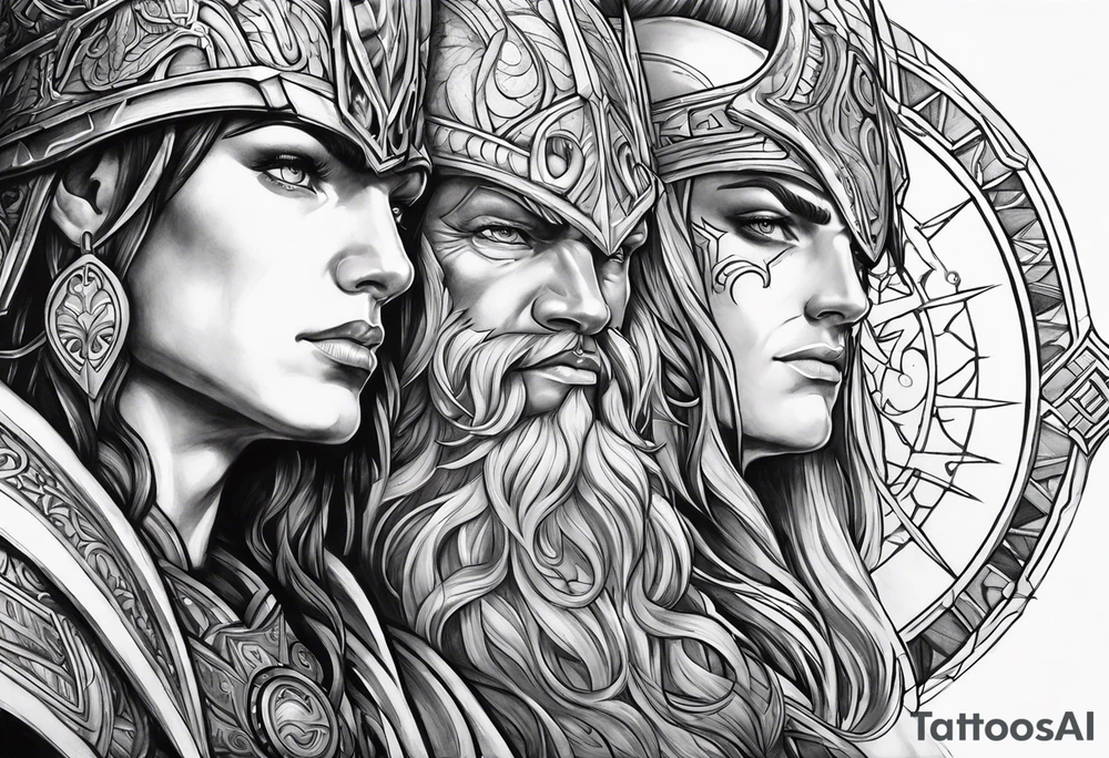 Chronos and Kairos represented as warriors tattoo idea