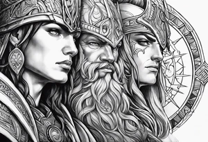 Chronos and Kairos represented as warriors tattoo idea