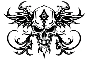 ornate demonic skull tattoo idea