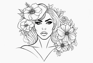 silhueta lady gaga com flores tattoo idea