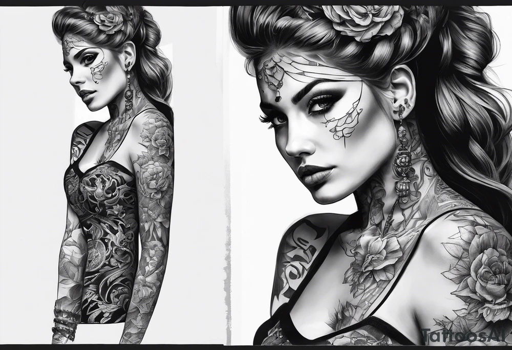 skeleton sleeve tattoo idea