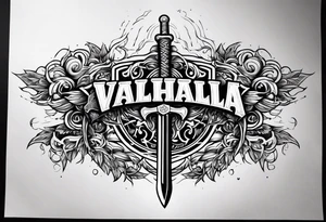 Valhalla sword  fire chains family tattoo idea