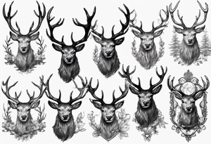 Majestic stag with antlers tattoo idea