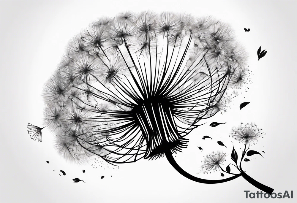 Blowing dandelion flying away tattoo idea