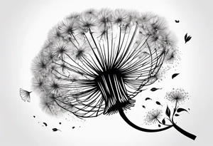 Blowing dandelion flying away tattoo idea