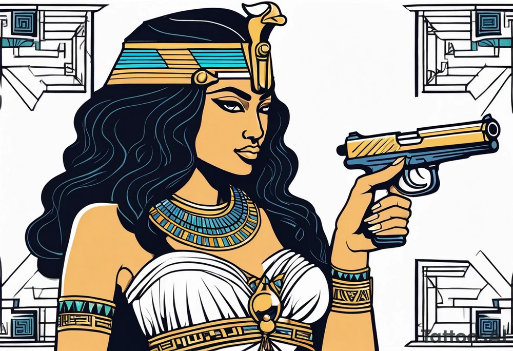 Egyptian goddess with a gun tattoo idea