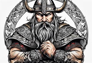Viking warrior fighting tattoo idea