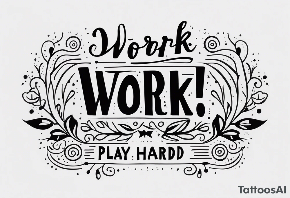 I want a tattoo with the words "work hard" and "play hard". tattoo idea
