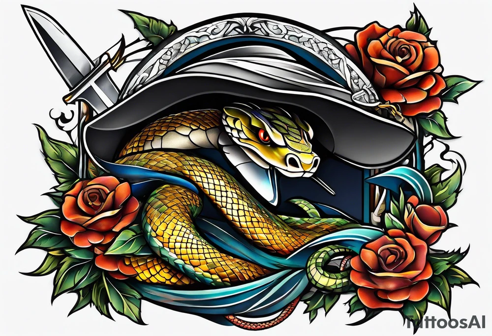 snake and dagger tattoo idea