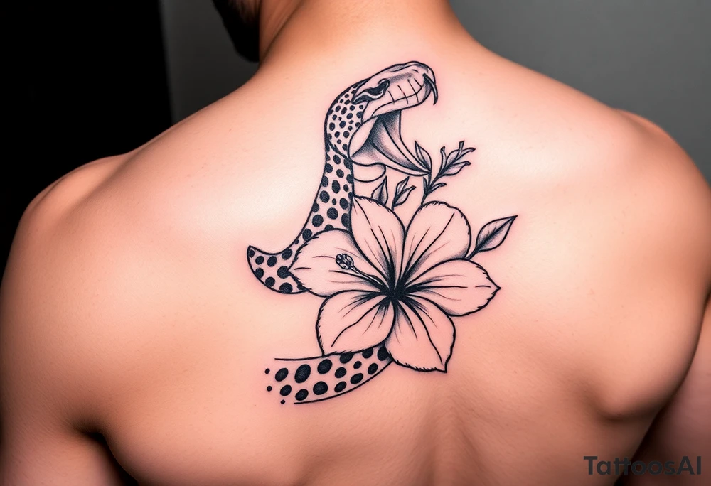 Cheetah print snake with hibiscus flower sexy tattoo idea Cheetah print snake with hibiscus flower sexy tattoo idea
