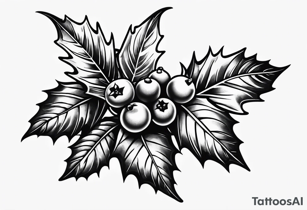 holly berry stalk tattoo idea