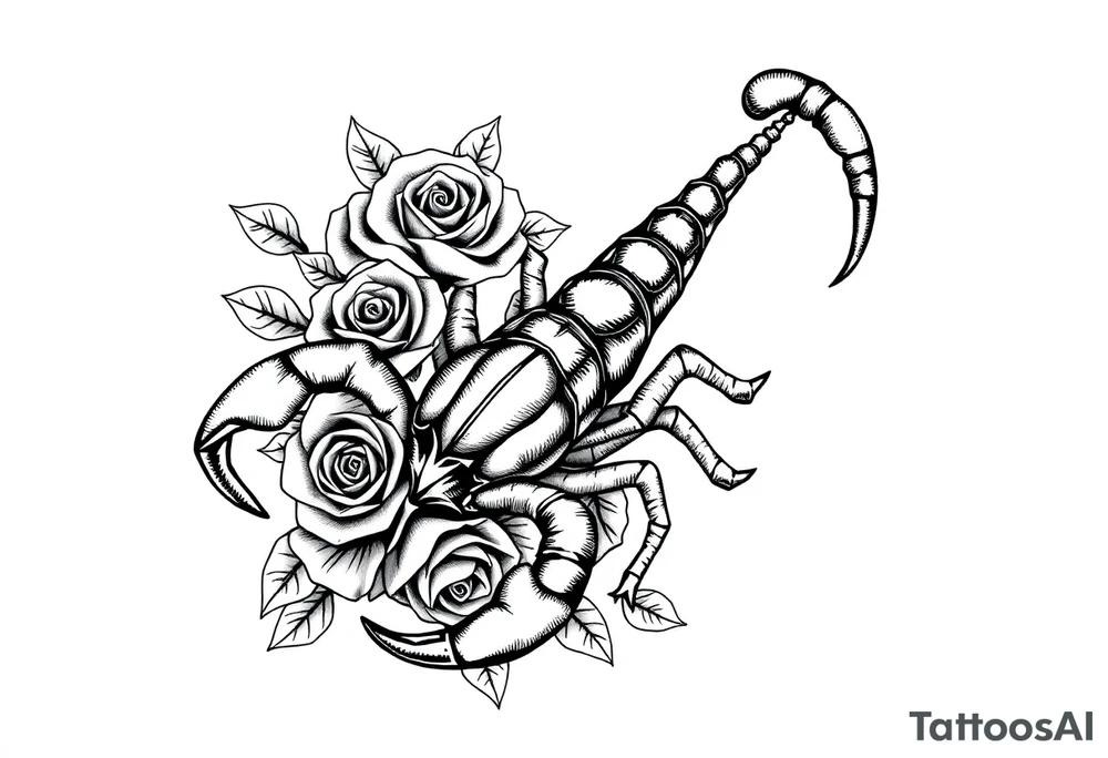 Scorpion with roses tattoo idea