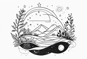 Universe and plants tattoo idea