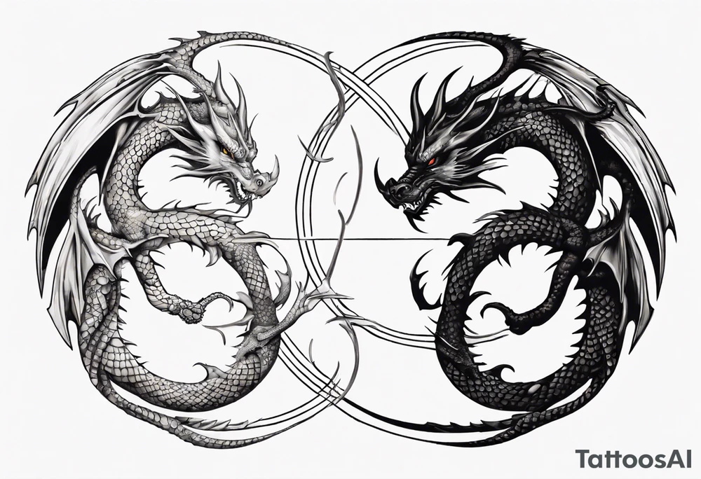 two dragons meeting to make a yin yang tattoo idea