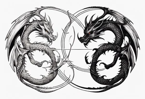 two dragons meeting to make a yin yang tattoo idea