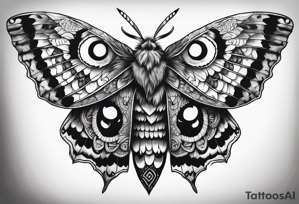 Dead head moth with owl eyes tattoo idea