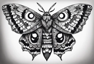 Dead head moth with owl eyes tattoo idea
