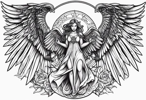 American guardian angel and demon angel fusing together tattoo idea