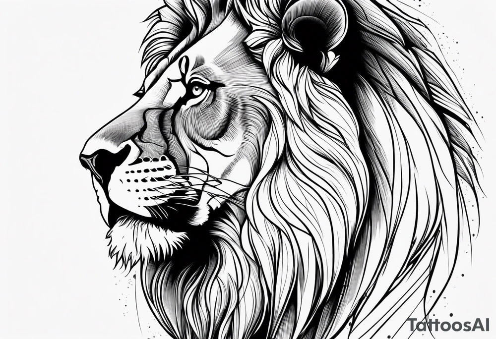 powerful majestic lion, close-up tattoo idea