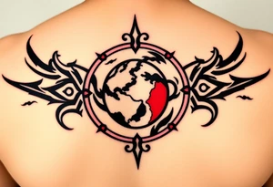 3 planet horizontal. Color Black and red with more black tattoo idea