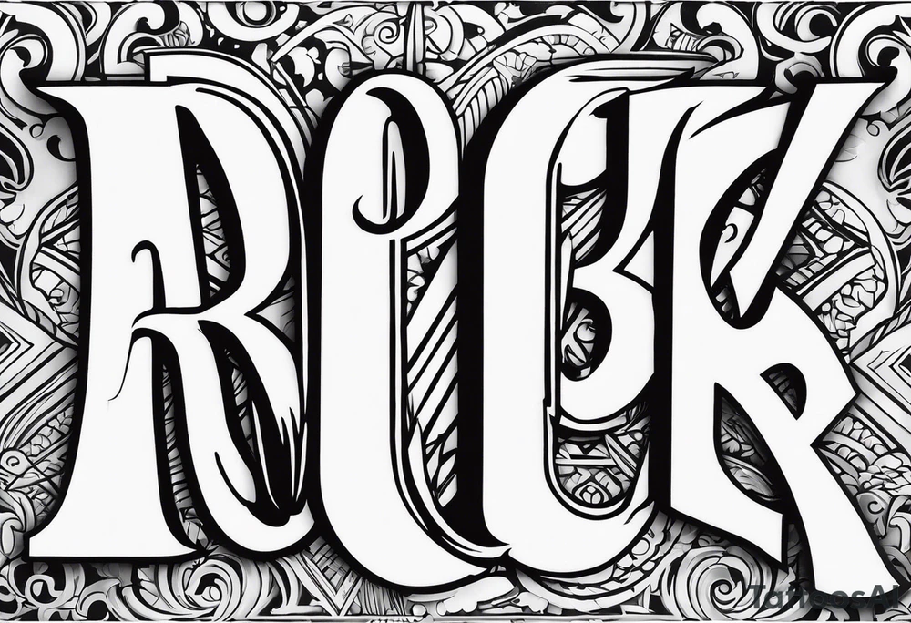 The letters AR together with the words always ready going down the side of the letters tattoo idea